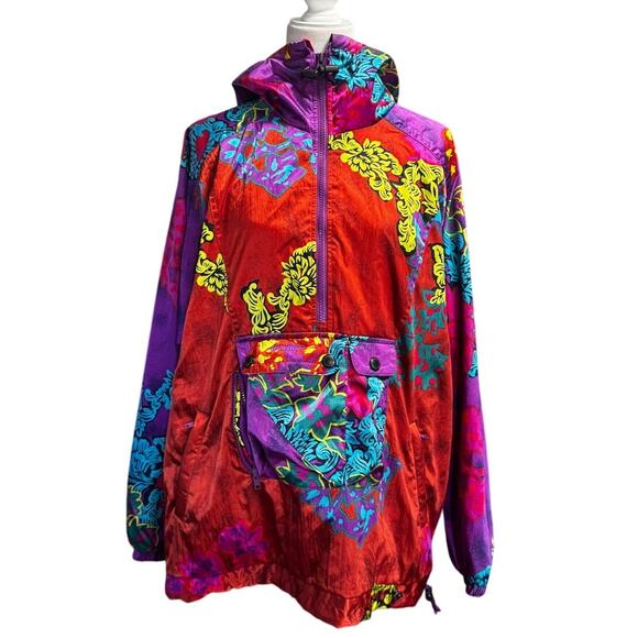 Vintage OBERMEYER Neon Floral Ski/Snowboard Anorak Jacket Size Medium - Picture 5 of 8